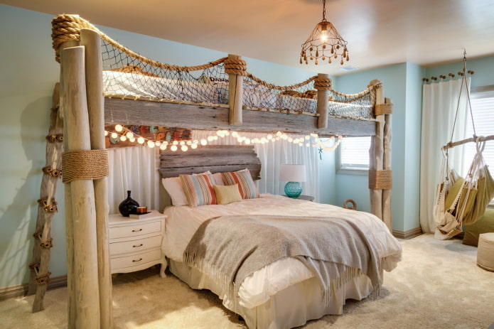 interior de quarto de adolescente em estilo marinho