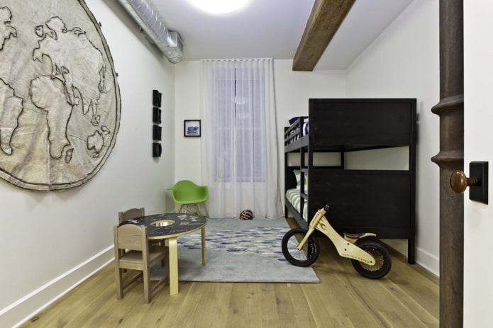 interior de um quarto de bebê de menino em estilo loft
