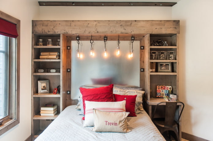 design de iluminação no interior de um quarto infantil em estilo urbano