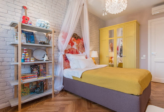 interior de um quarto de menina em estilo loft