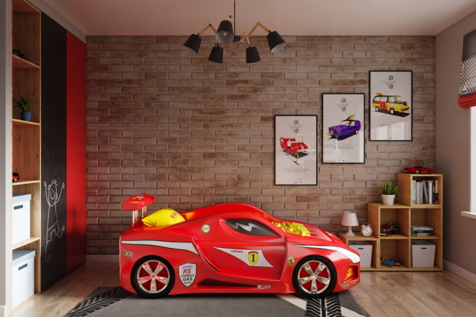 interior de um quarto de menino em estilo loft