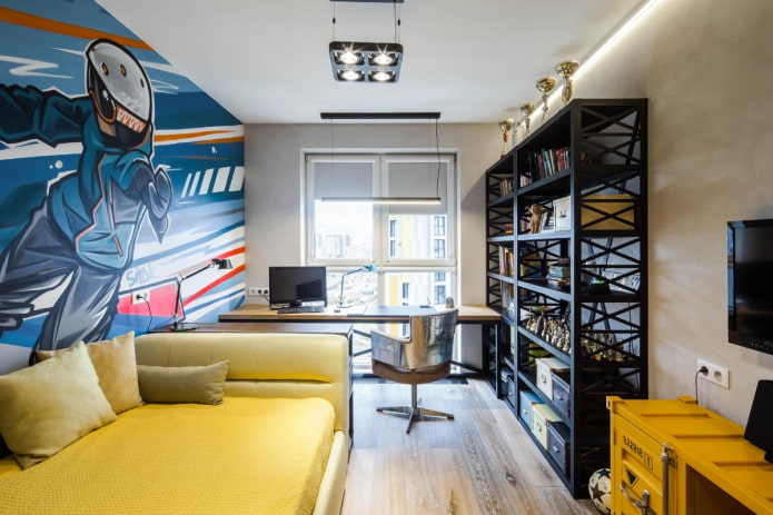 interior de quarto de adolescente em estilo loft