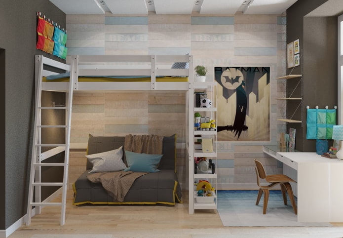 interior de um quarto de bebê masculino em estilo loft