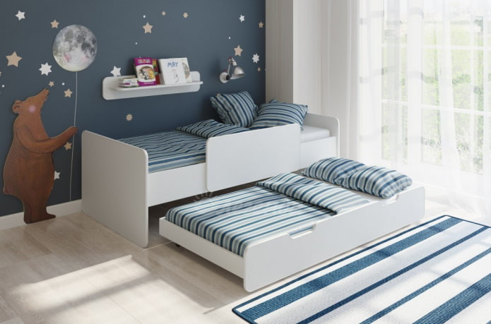 beliche cama-gaveta em quarto de criança