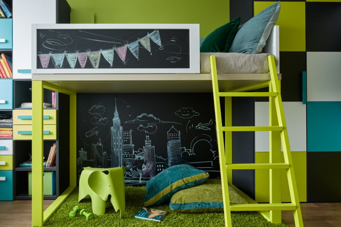 beliche cama-gaveta em quarto de criança