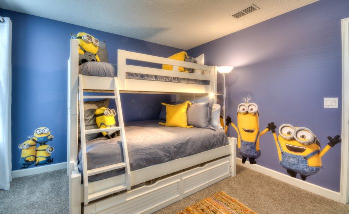 minions em um berçário roxo