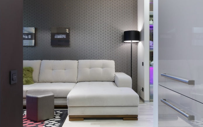sofá dobrável com chaise longue no interior