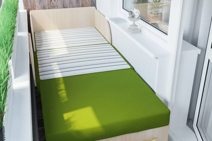 sofá-cama no interior da galeria