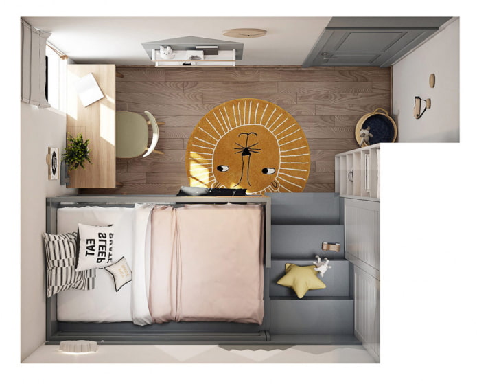 layout de berçário de 10 m²