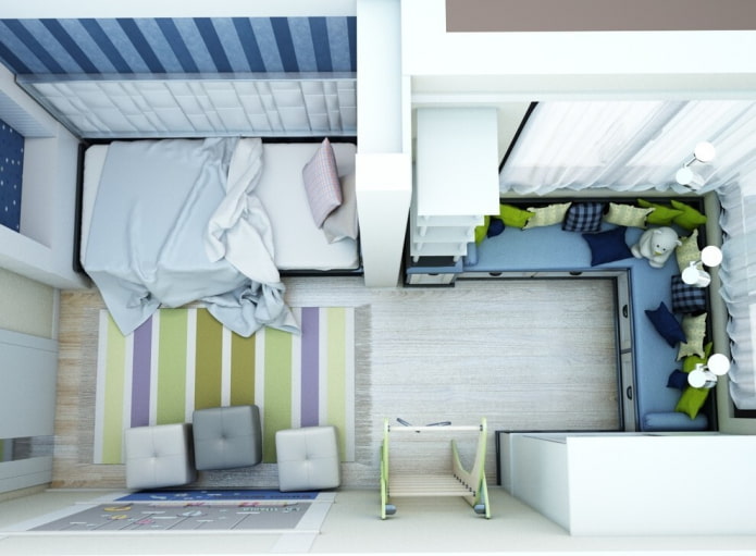 layout de um quarto infantil de 10 metros quadrados