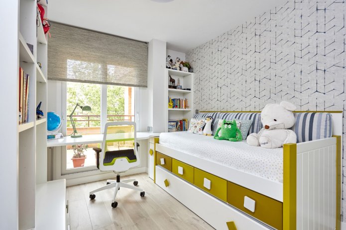 arranjo de um quarto infantil de 9 quadrados