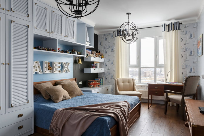 Quarto para menino em tons de azul