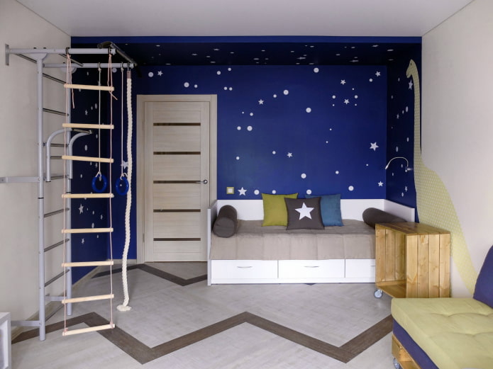 Cama sobre fundo azul
