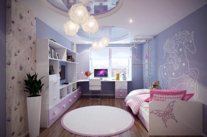 teto combinado branco e roxo