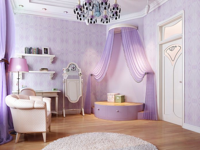 quarto em tons de lilás