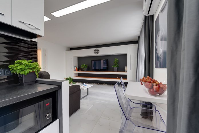 Apartamento de dois quartos em estilo europeu, 45 m².