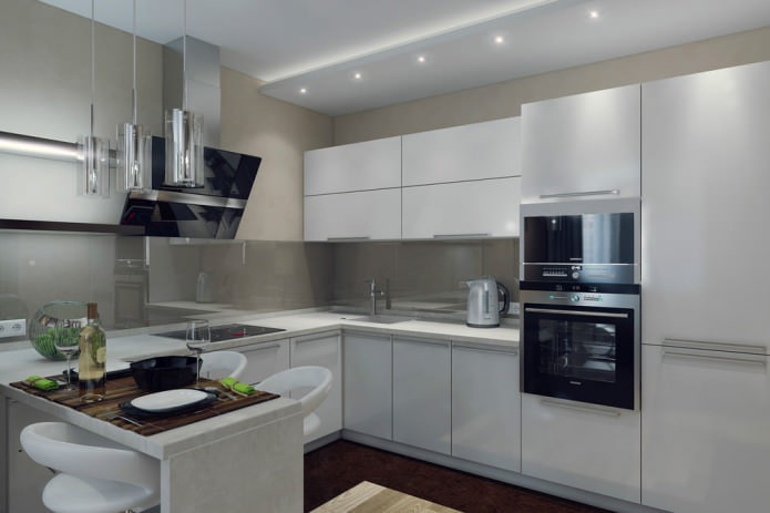 cozinha em um apartamento de dois cômodos de 50 m².