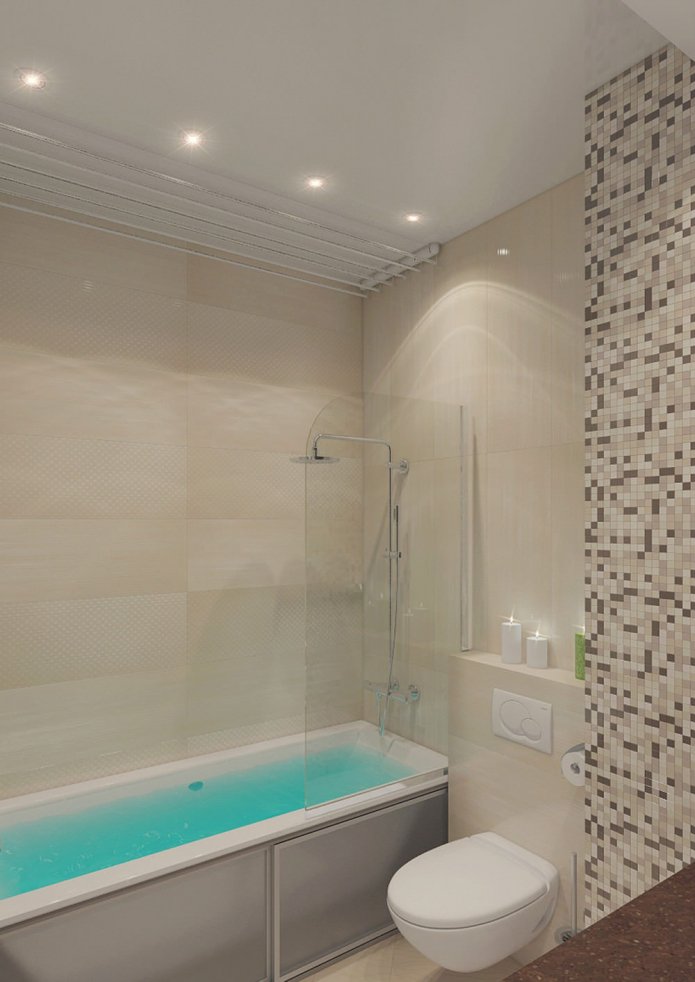 banheiro em um apartamento de dois cômodos de 50 m².