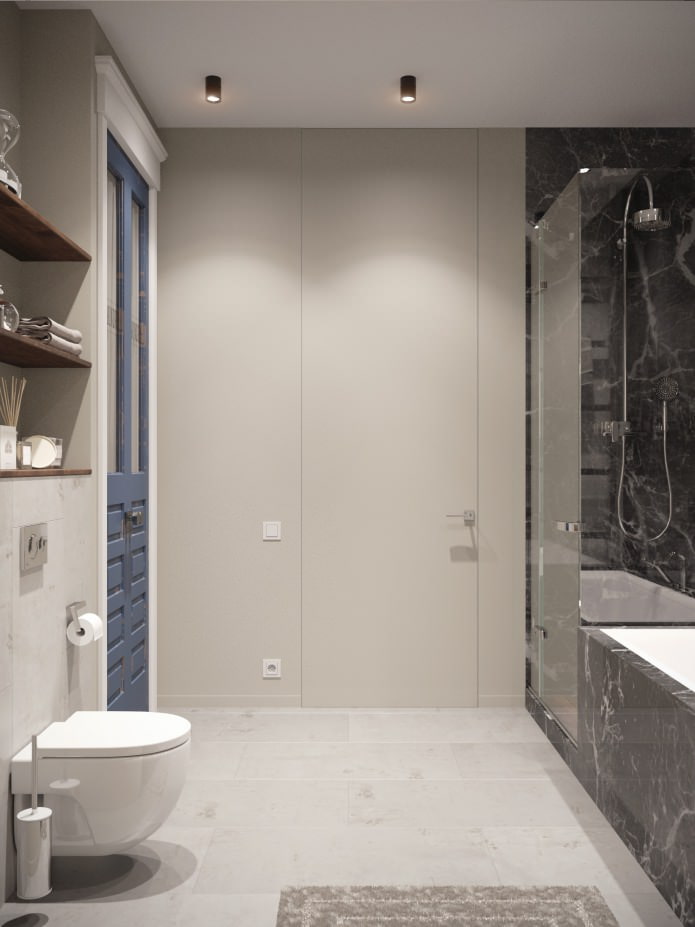 interior de um banheiro combinado com um vaso sanitário