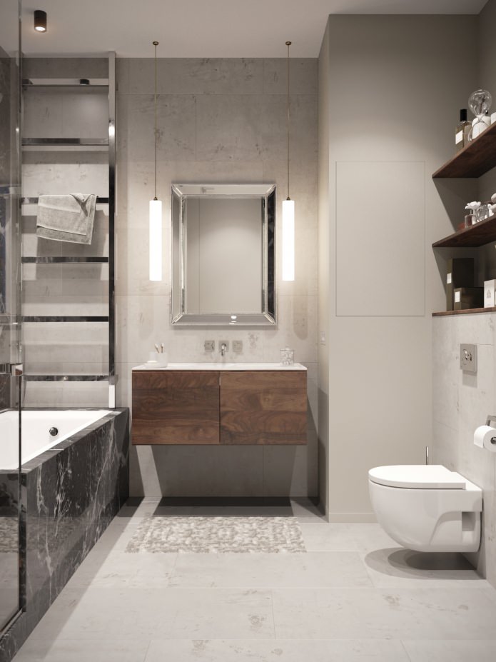 interior de um banheiro combinado com um vaso sanitário