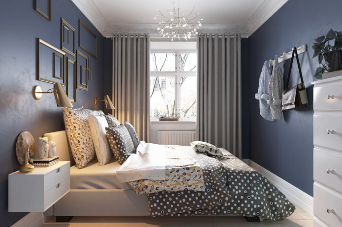 Design de quarto em um apartamento de dois cômodos