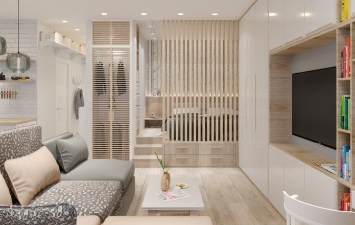 Design de um apartamento pequeno em cores claras