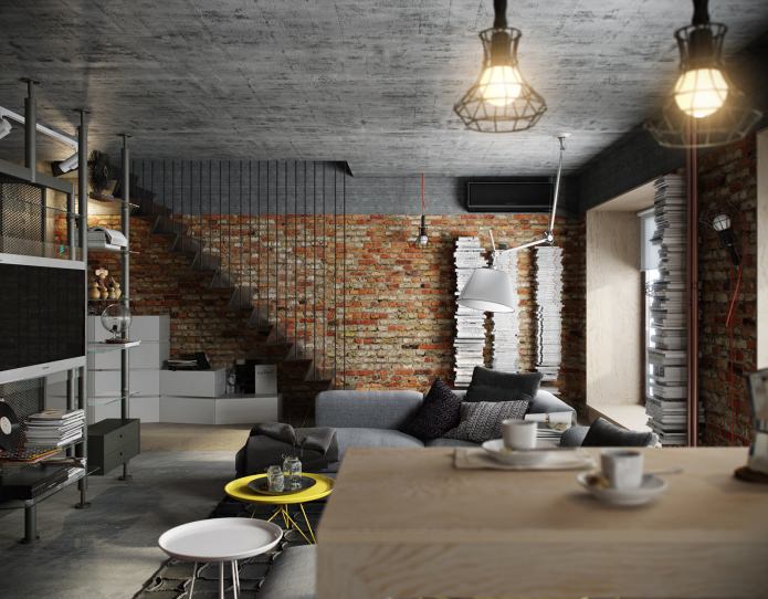 apartamento de dois andares em estilo loft