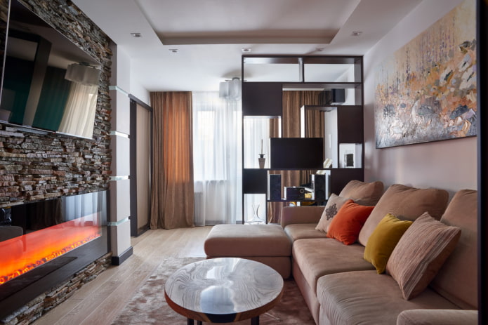 zoneamento de uma sala de estar de 16 m² m²