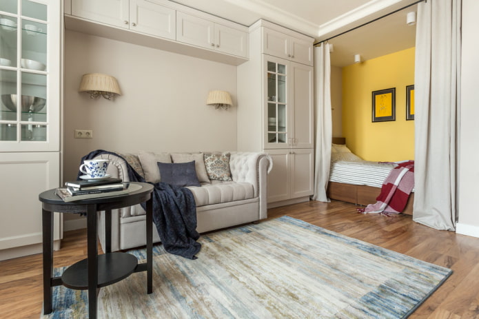 zoneamento de uma sala de estar de 16 m²