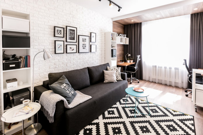 zoneamento de uma sala de estar de 16 m²
