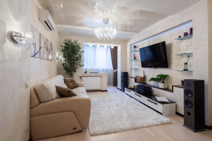 design de uma sala de estar de 16 metros quadrados
