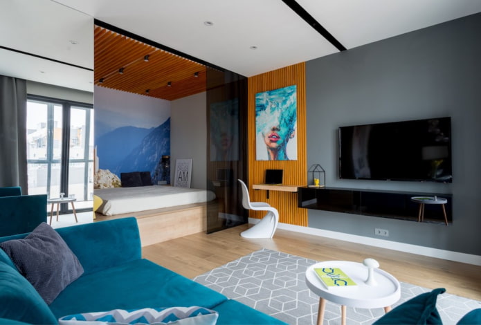 zoneamento de uma sala de estar de 16 m²
