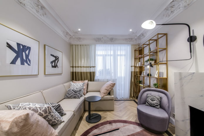 design de sala de estar em estilo eclético