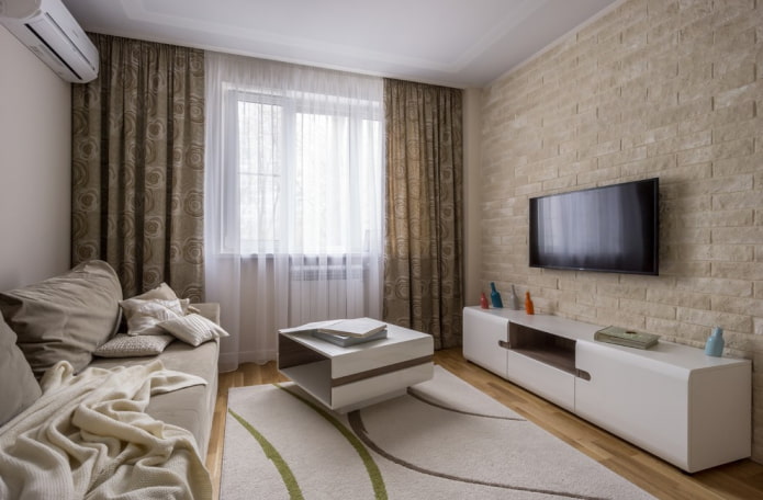 sala de estar de 18 metros quadrados em estilo moderno