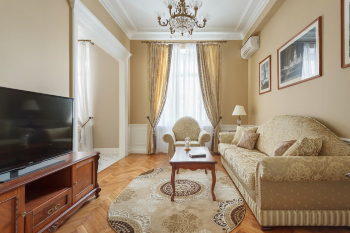 sala de estar 18 quadrados em estilo clássico