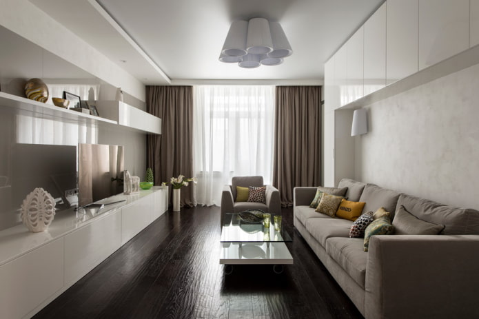 sala de estar de 18 metros quadrados em estilo moderno