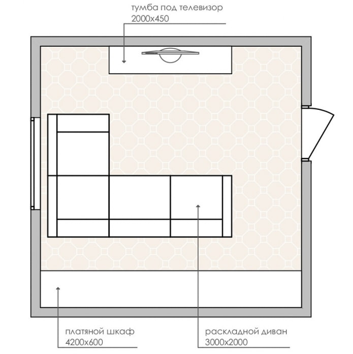layout de sala de estar retangular