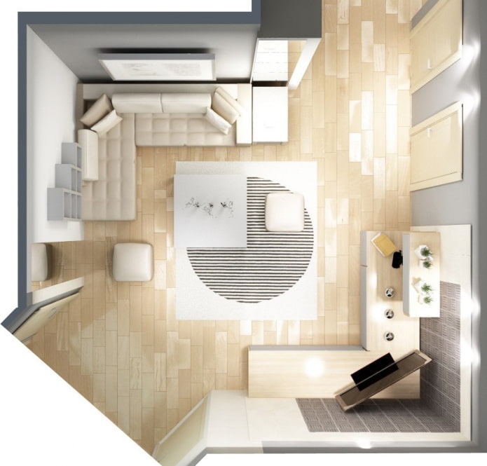 layout quadrado da sala de estar