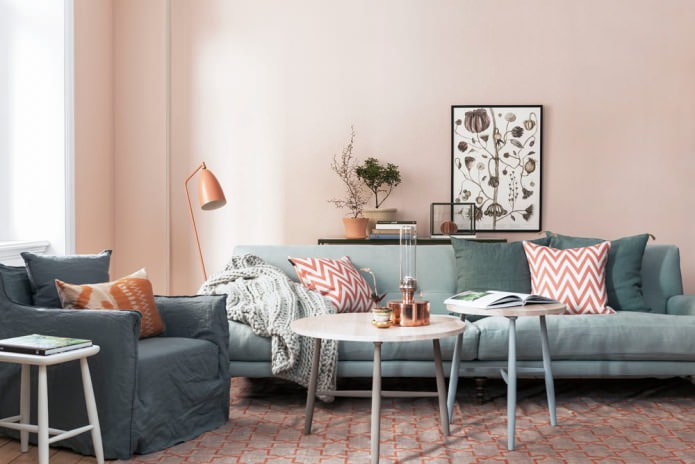 Interior cinza e rosa