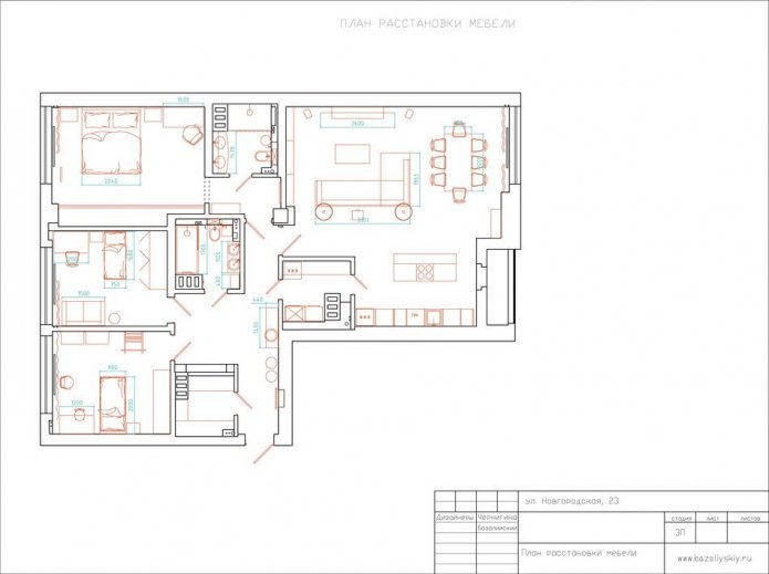 planta de apartamento de 145 metros quadrados.