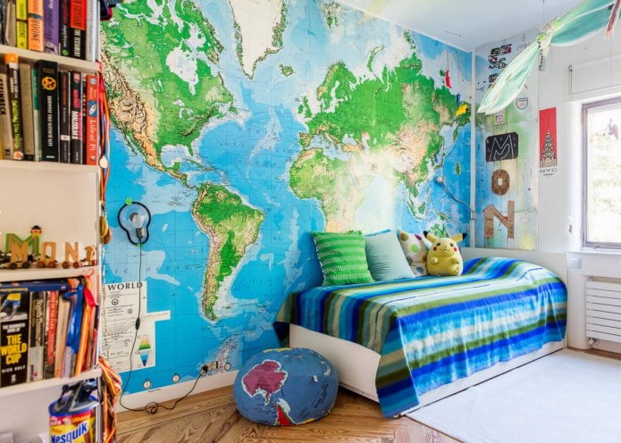papel de parede fotográfico com mapa-múndi