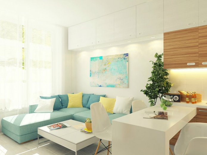 projeto de design de um estúdio de 29 m².
