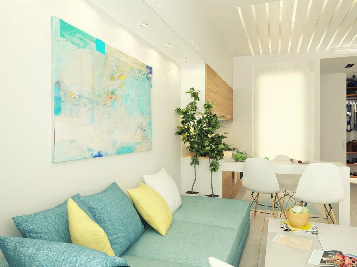 Projeto de design de um estúdio de 29 m².