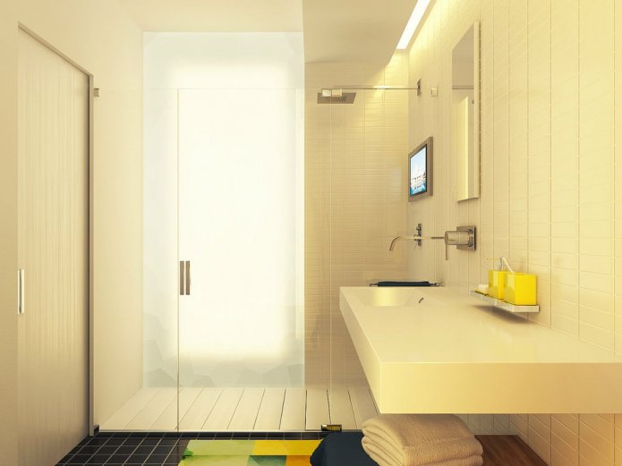 banheiro no projeto de design de um estúdio de 29 m².