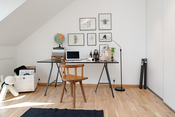 estudo interior em estilo escandinavo