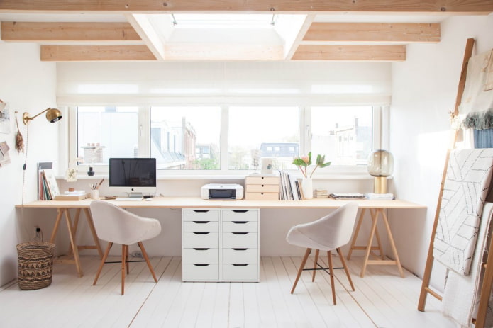 estudo interior em estilo escandinavo