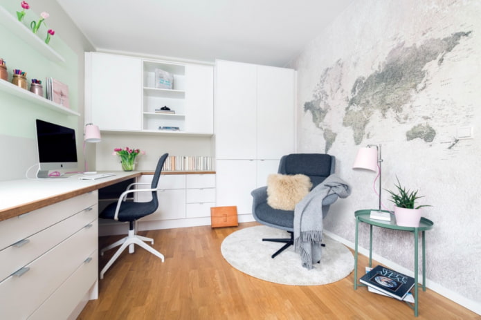 estudo interior em estilo escandinavo