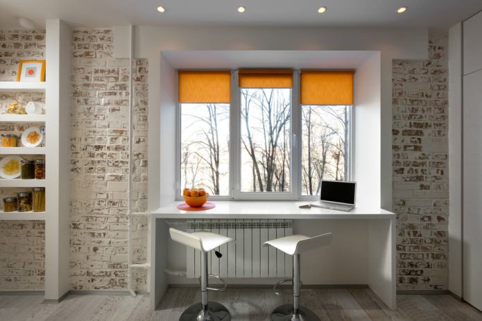 tijolo no design de interiores de um estúdio