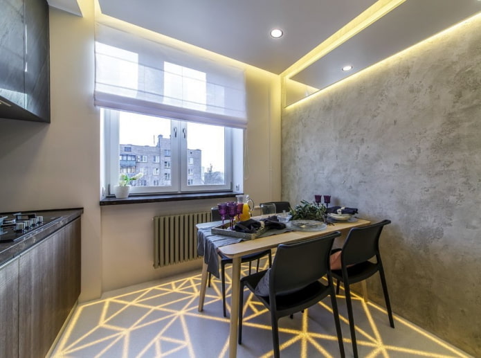 área de jantar elegante em uma cozinha de 3 por 3 metros