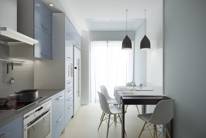 Cozinha de 10 m² em estilo minimalista
